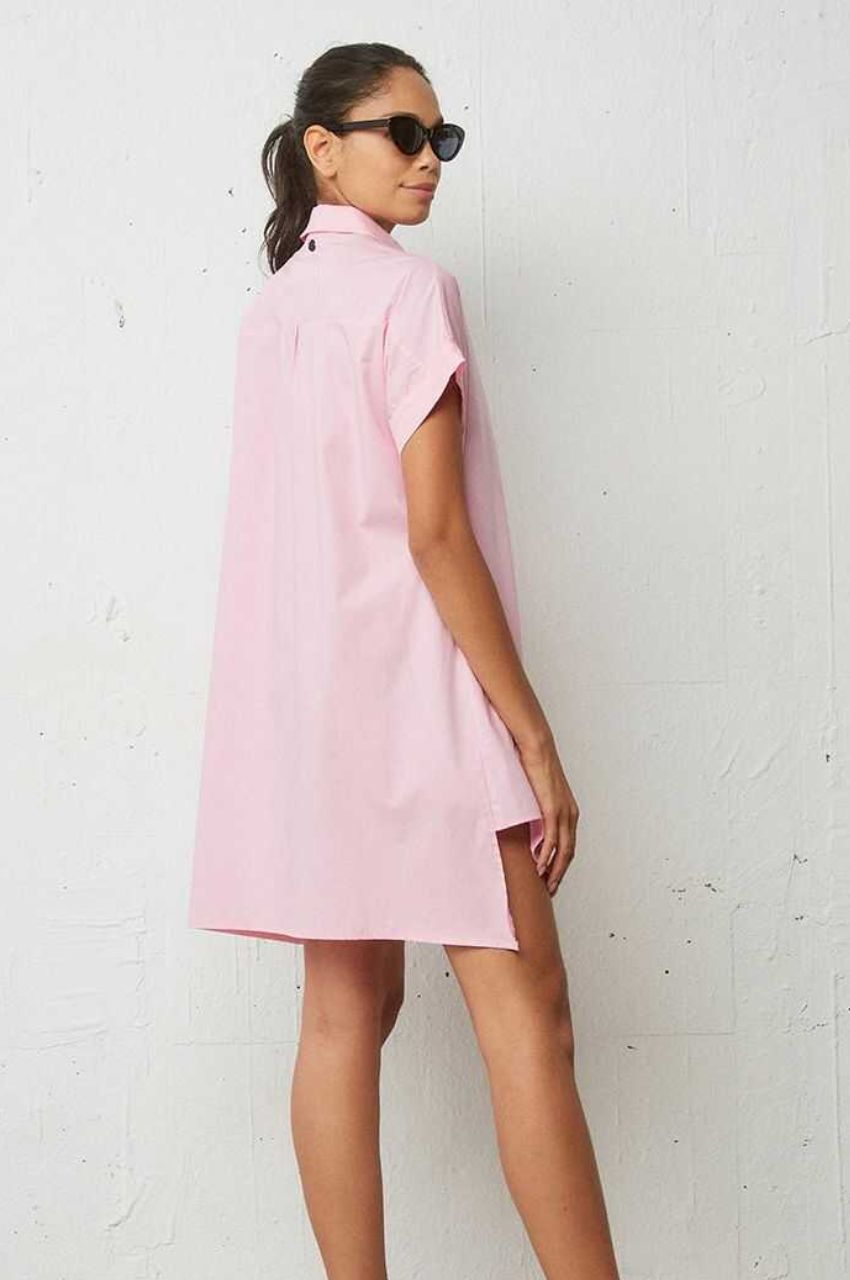 Πουκάμισο Φόρεμα ροζ κοντομάνικο BSB (3)