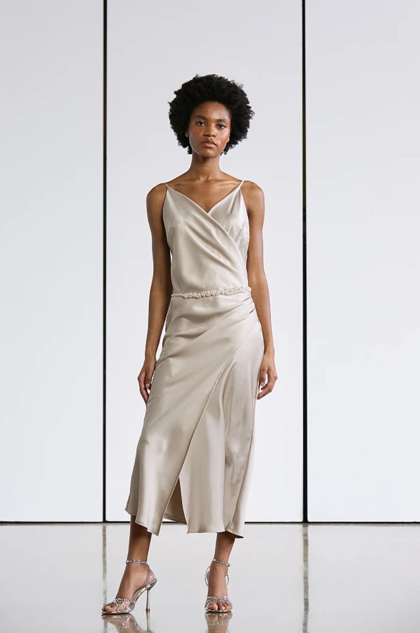 Μίντι σατέν φόρεμα Gold Label (2)